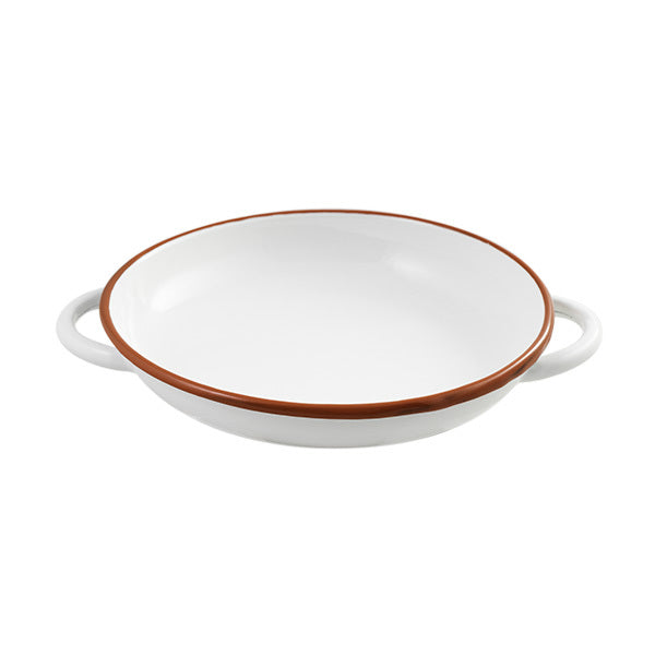 2x Urban Style Enamelware 22cm Ragout Plate w/ Red Rim - White