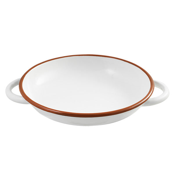 2x Urban Style Enamelware 24cm Ragout Plate w/ Red Rim - White