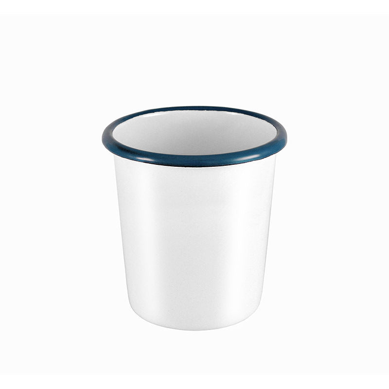 6pc Urban Style Enamelware 350ml Blue Rim Tumbler - White