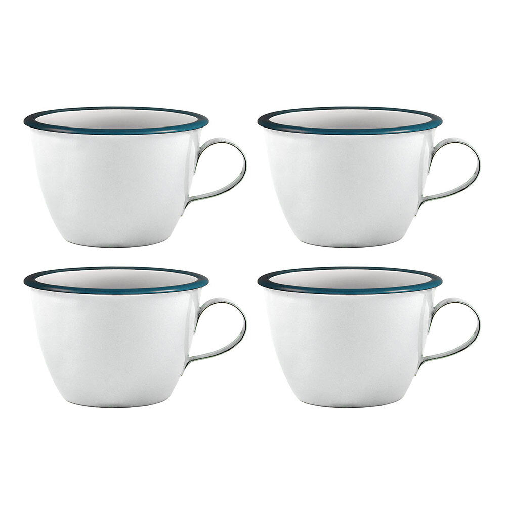 4x Urban Style Enamelware 350ml Conical Cafe Cup - White