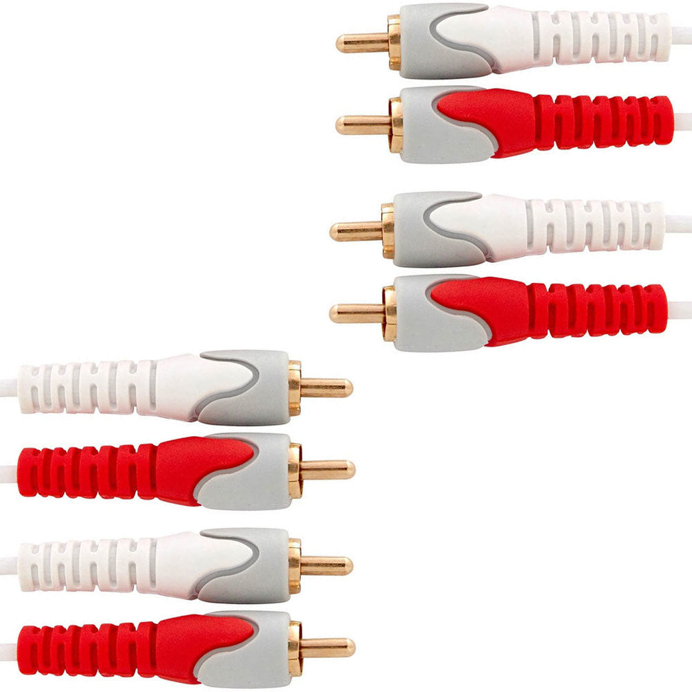 2PK Westinghouse 1.5m 2x Male RCA to 2x Male RCA Cable - White