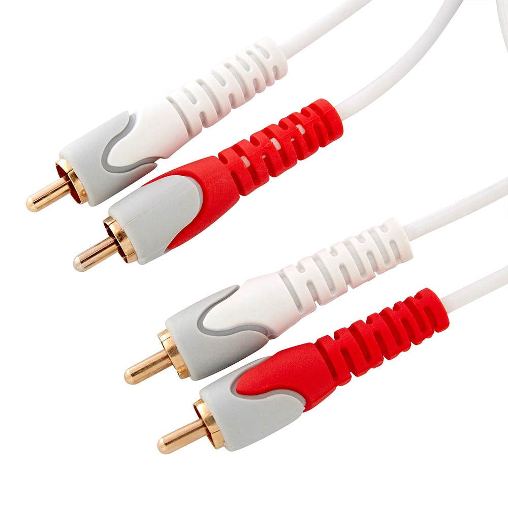 2PK Westinghouse 1.5m 2x Male RCA to 2x Male RCA Cable - White