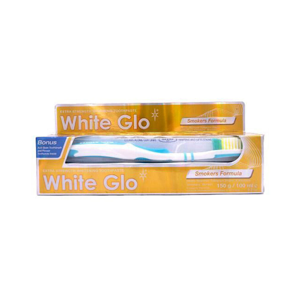 6x 2pc White Glo Smokers Formula Toothbrush & Toothpaste Dental Care Set 100ml