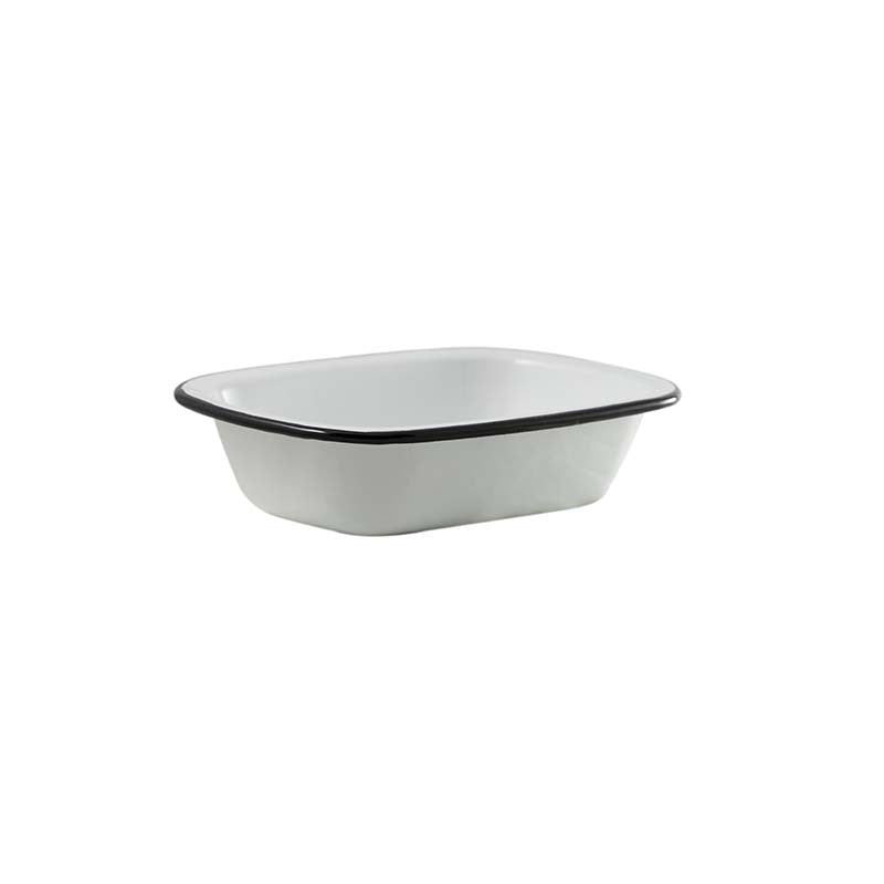 2x Urban Style Enamelware 20cm Pie Dish w/ Black Rim - White