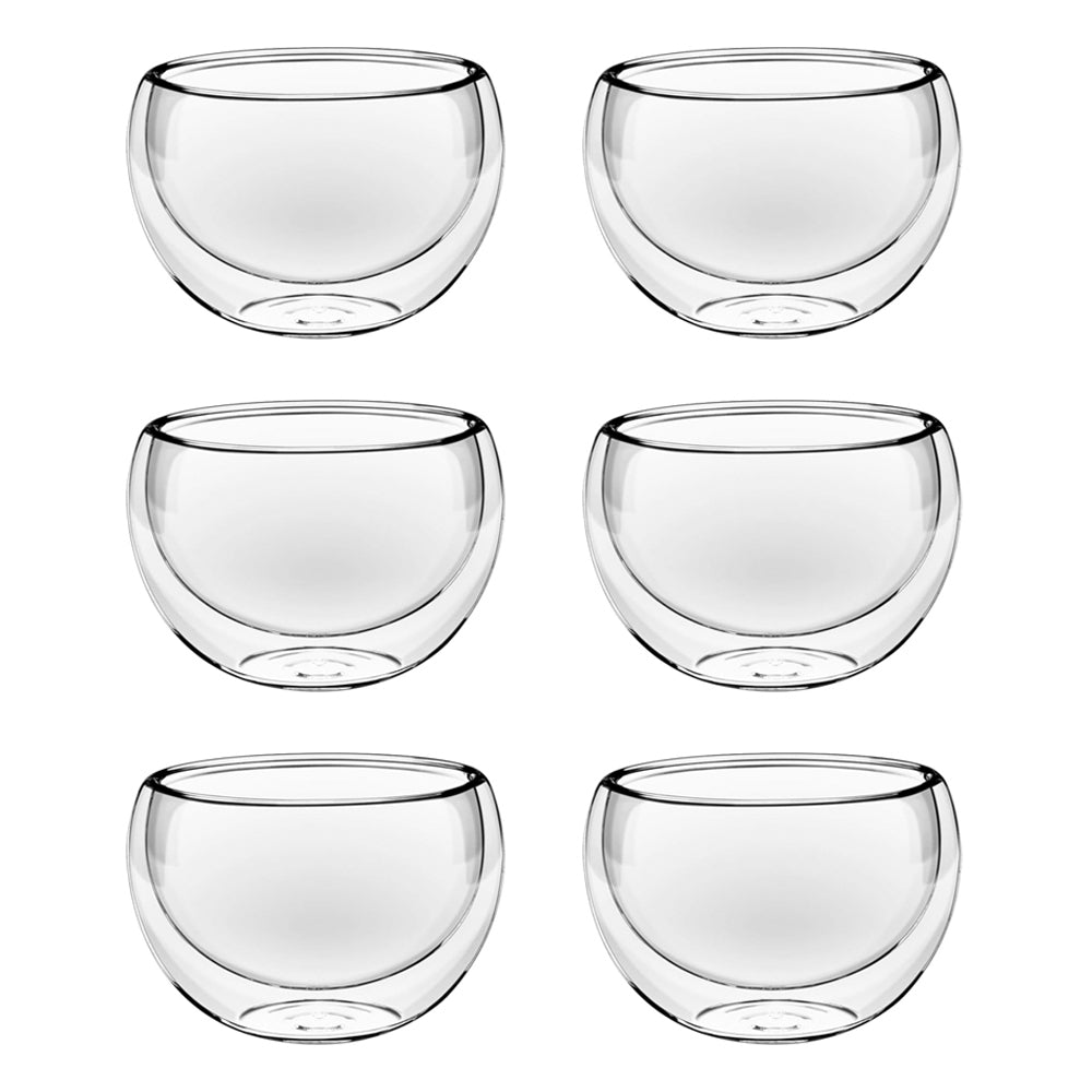 6pc Wilmax England Thermo Glass 120ml Double Wall Bowl - Clear
