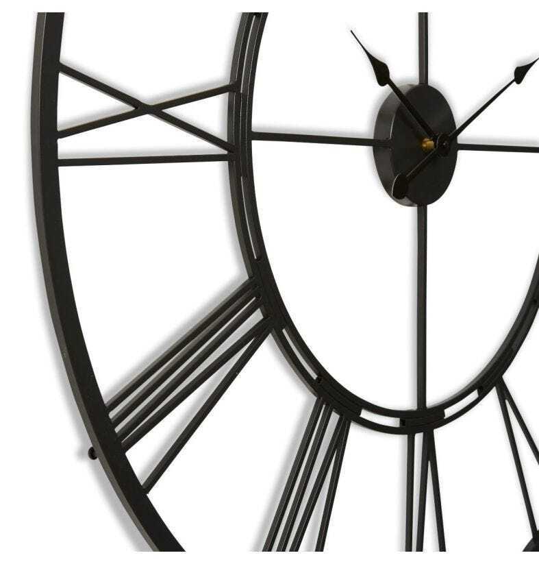 E Style Kingston Metal 101cm Round Wall Clock - Black