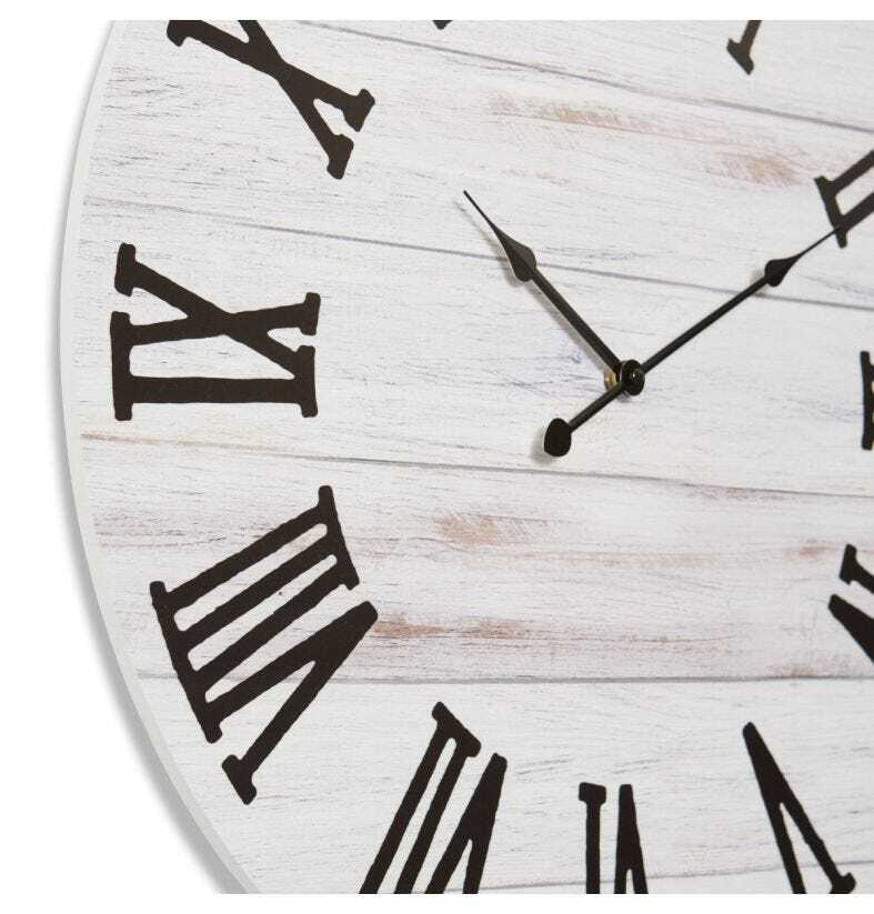 E Style Sullivan Metal/MDF 60cm Round Wall Clock - White