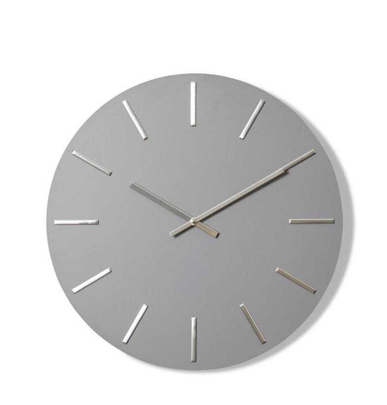 E Style Maddox Metal/MDF 50cm Round Wall Clock - Grey/Silver