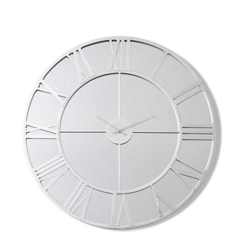 E Style Leighton Metal/Glass 70cm Round Wall Clock - Silver