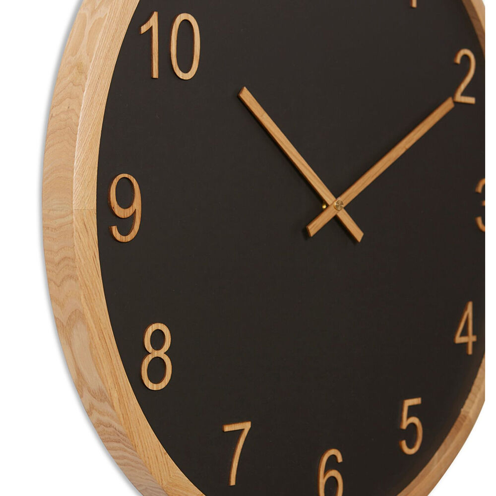 E Style Kaylen Wooden Analogue Wall Clock Decor Round 60cm - Black/Natural