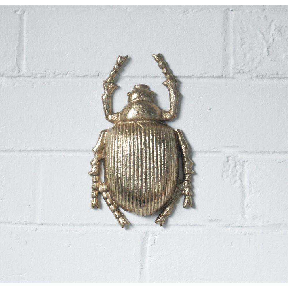 White Moose Scarab Beetle Wall Mount Home Decor Metal Sculpture 20x12x4cm Gold