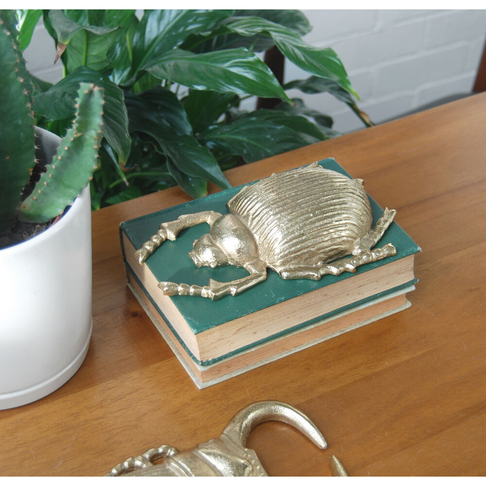 White Moose Scarab Beetle Wall Mount Home Decor Metal Sculpture 20x12x4cm Gold