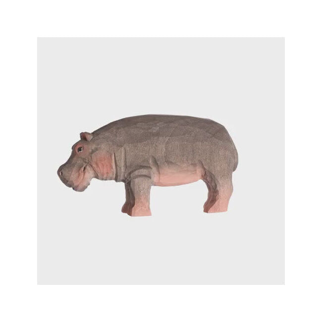 Wudimals Hippo Handmade Wooden Animal Toy Carved Figurine Kids 3y+
