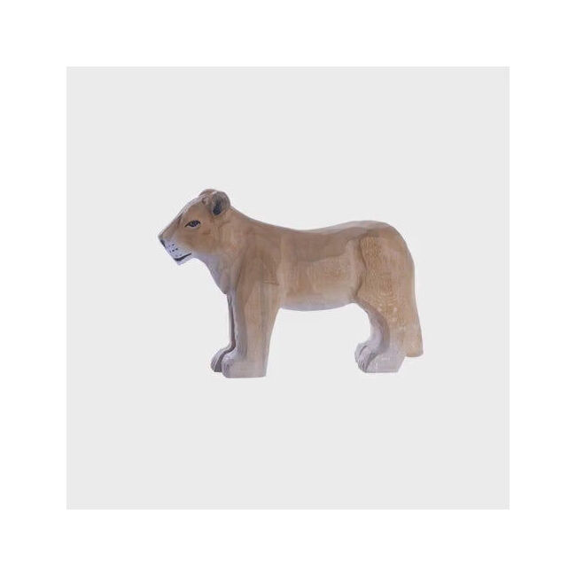 Wudimals Lioness Handmade Wooden Animal Toy Carved Figurine Kids 3y+