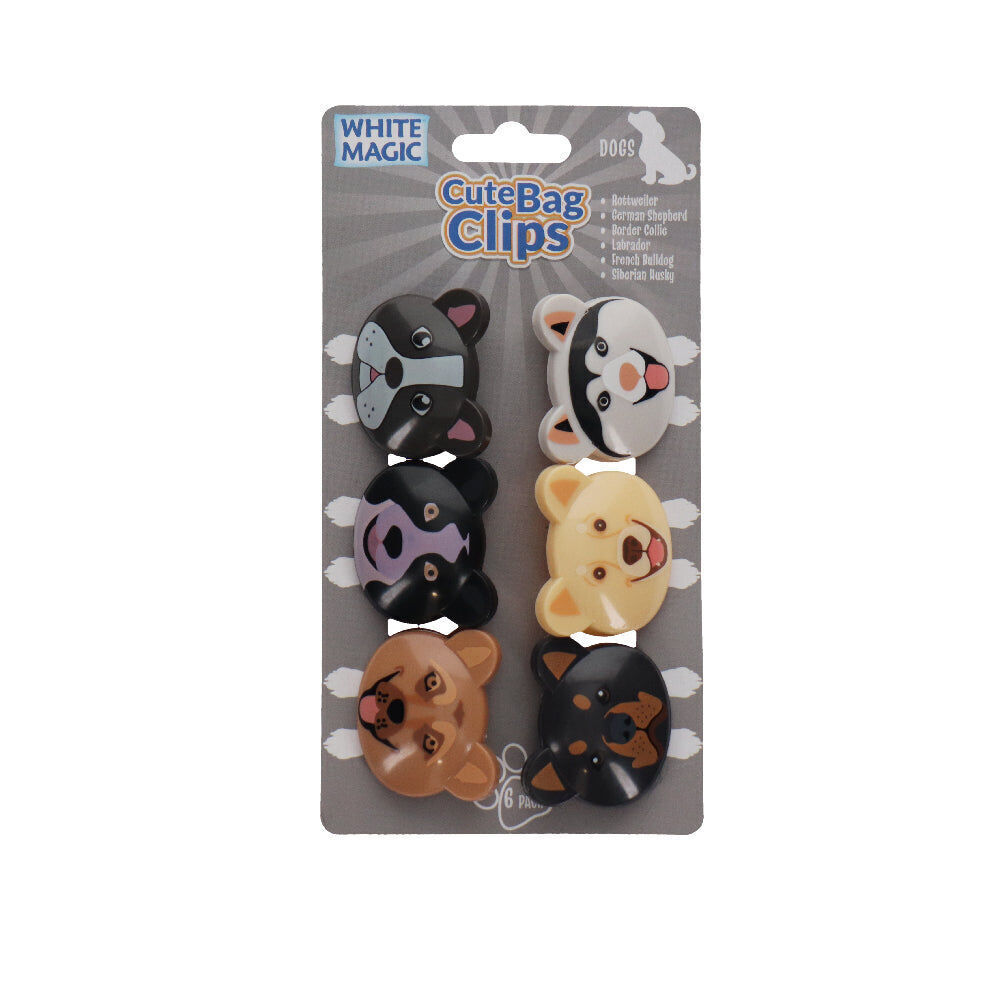 3x 6pc White Magic Cute Tidy Bag Clip Food Saver Sealer Set 4.5cm Dogs