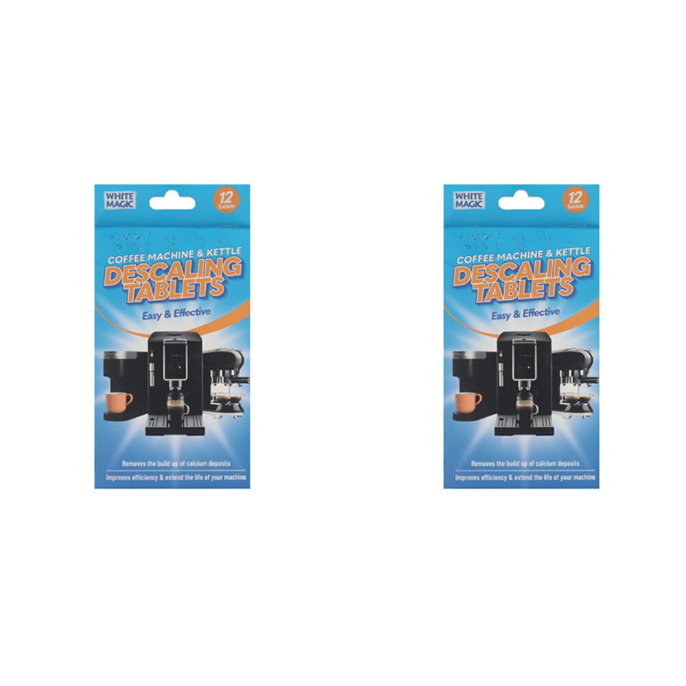 2x 12pc White Magic Coffee Machine & Kettle Descaler Tablets 18.3cm