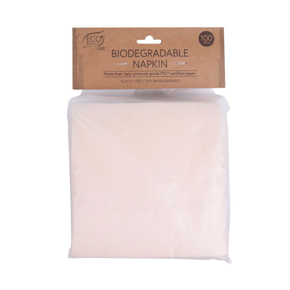 3x 100PK Eco Basics Biodegradable 2Ply Napkin Table Serviettes