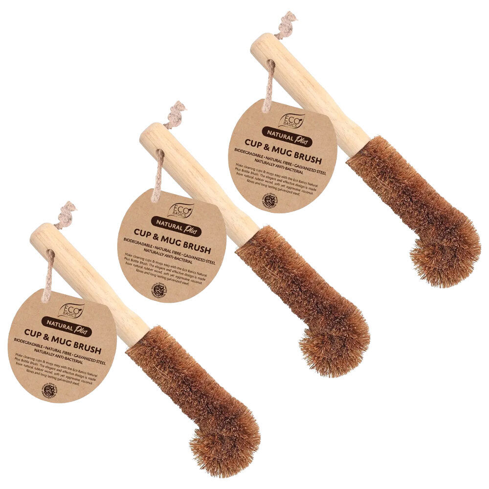 3PK Eco Basics Natural Plus Cup & Mug Kitchen Cleaning Brush