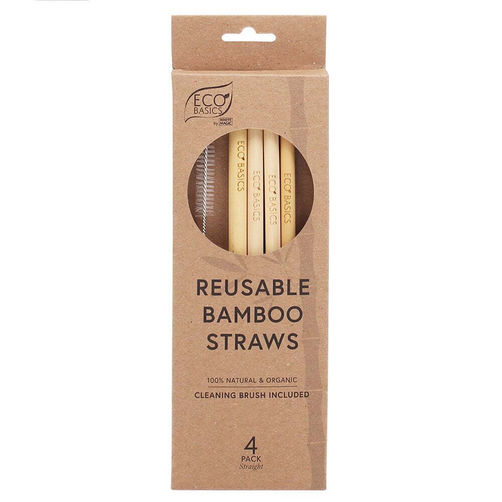 2x Eco Basics Reusable Drinking Straight Washable Straws