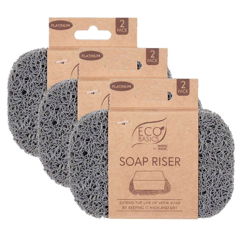 3x Eco Basics Soap Riser/Elevator Holder Storage - Platinum