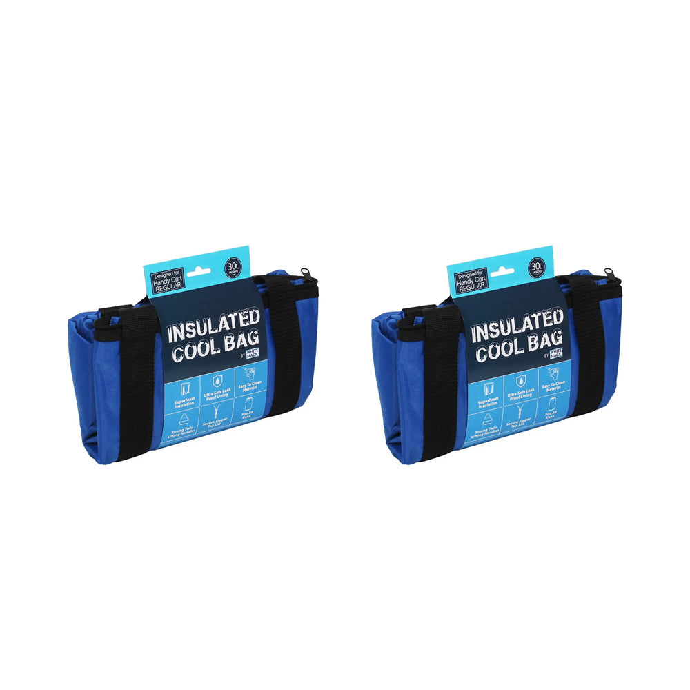 2x Handy Trolley 30L/33cm Insulated Regular Cool Bag - Bllue