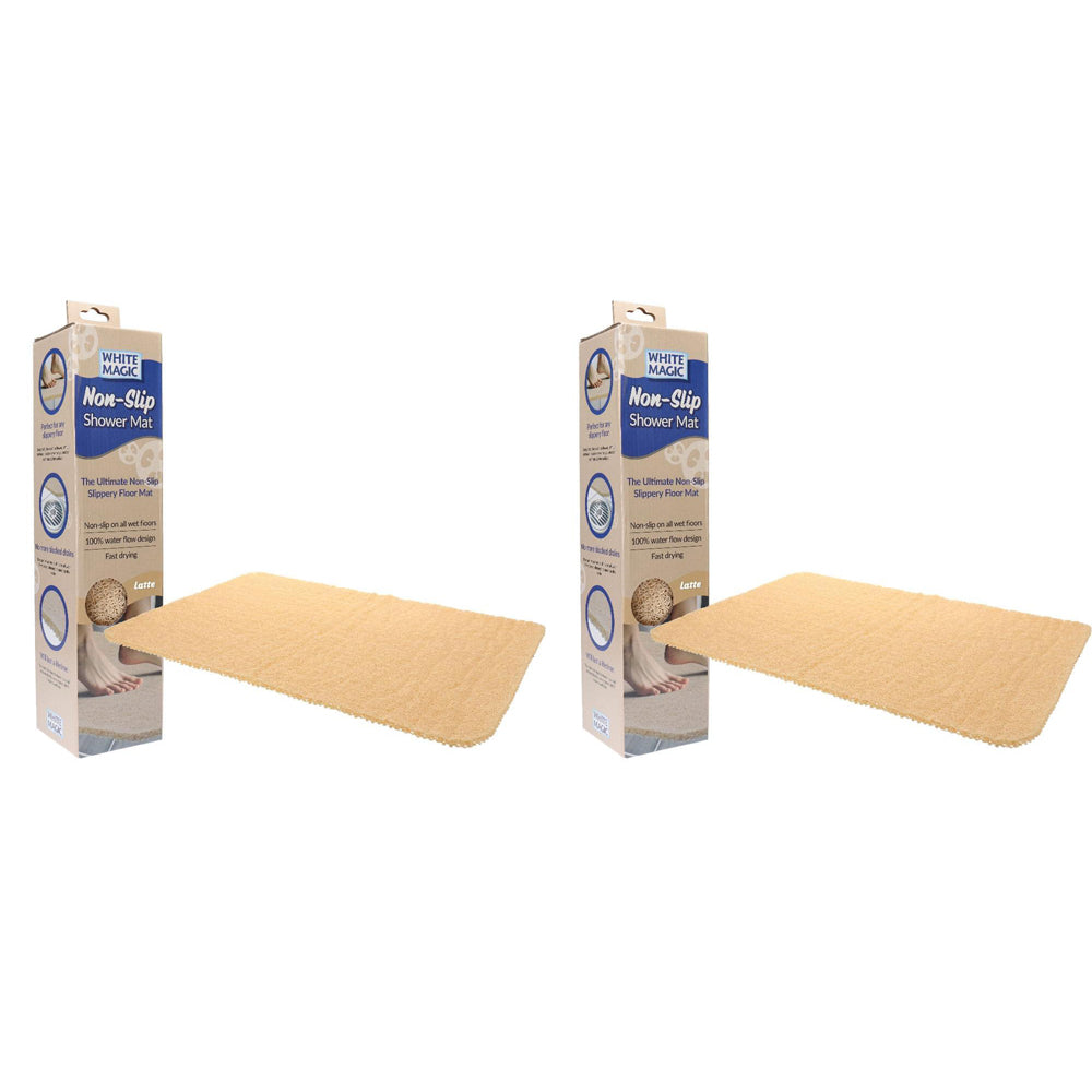 2PK White Magic Home/Bathroom Non-Slip Floor Shower Mat - Latte