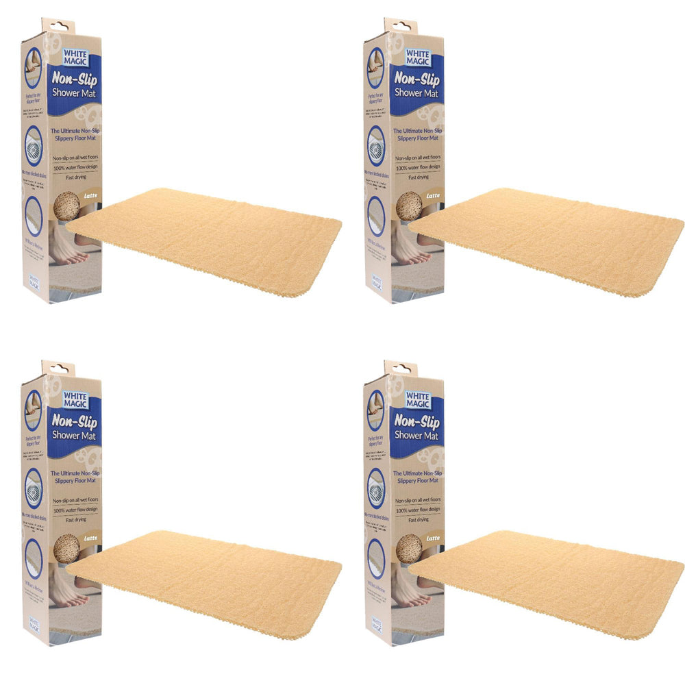 4PK White Magic Home/Bathroom Non-Slip Floor Shower Mat - Latte