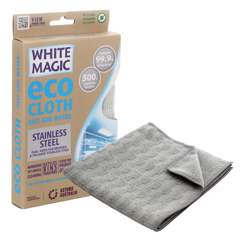 3x Eco Cloth 32x32cm Stainless Steel Dual-Sided Cleaner/Polisher