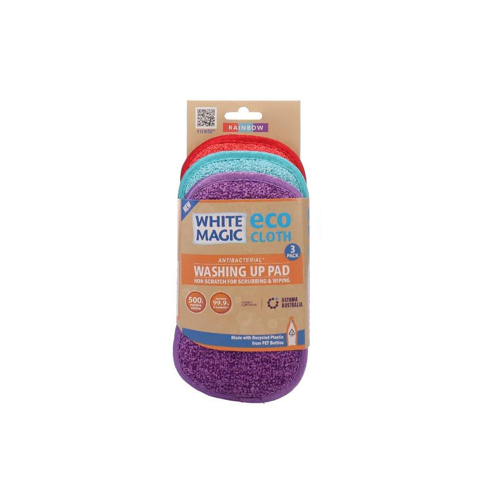 2x 3pc Eco Cloth Double-Sided Washing Up Cleaning Pad Set Rainbow