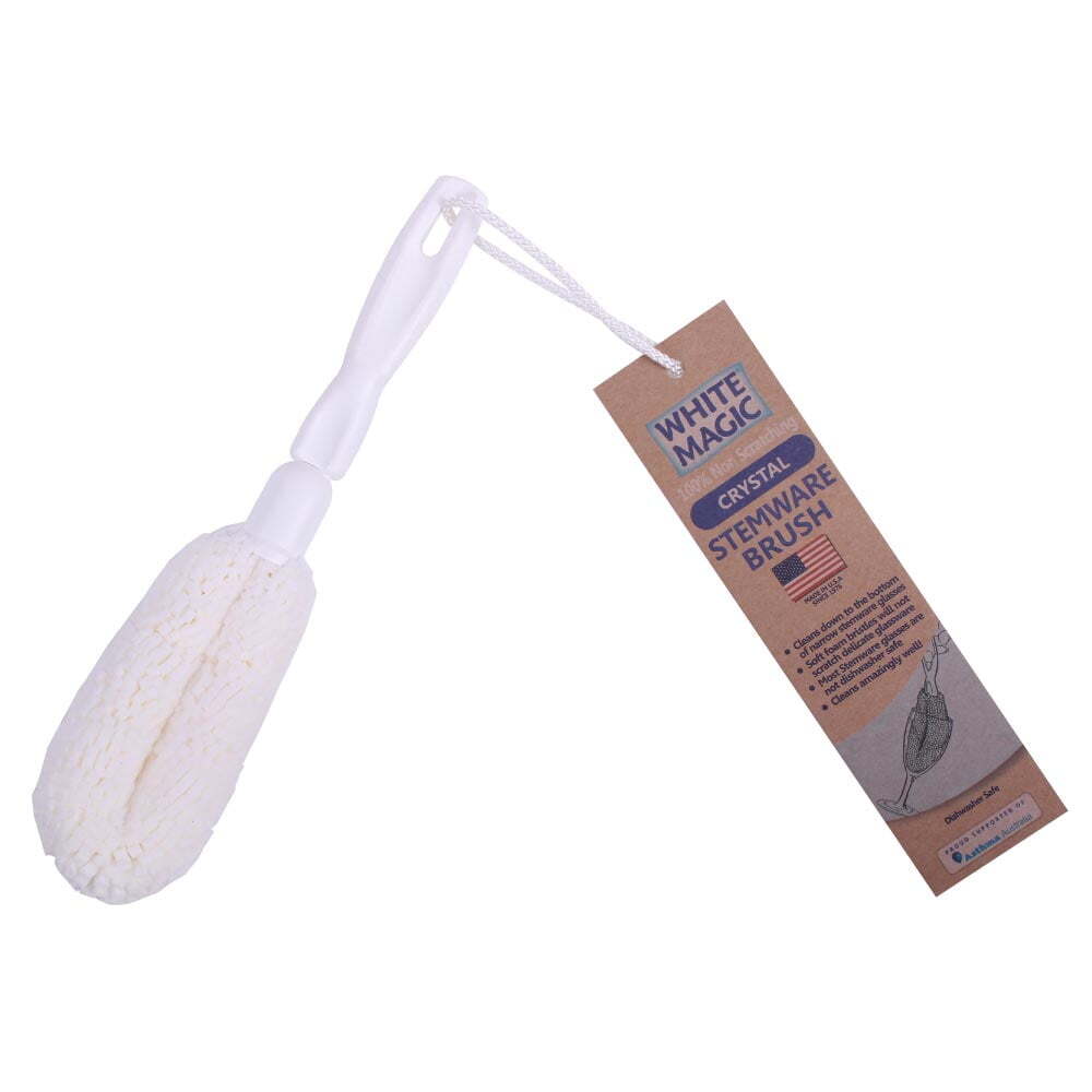 2x White Magic Crystal Stemware Crystal Flutes Brush Cleaner - White