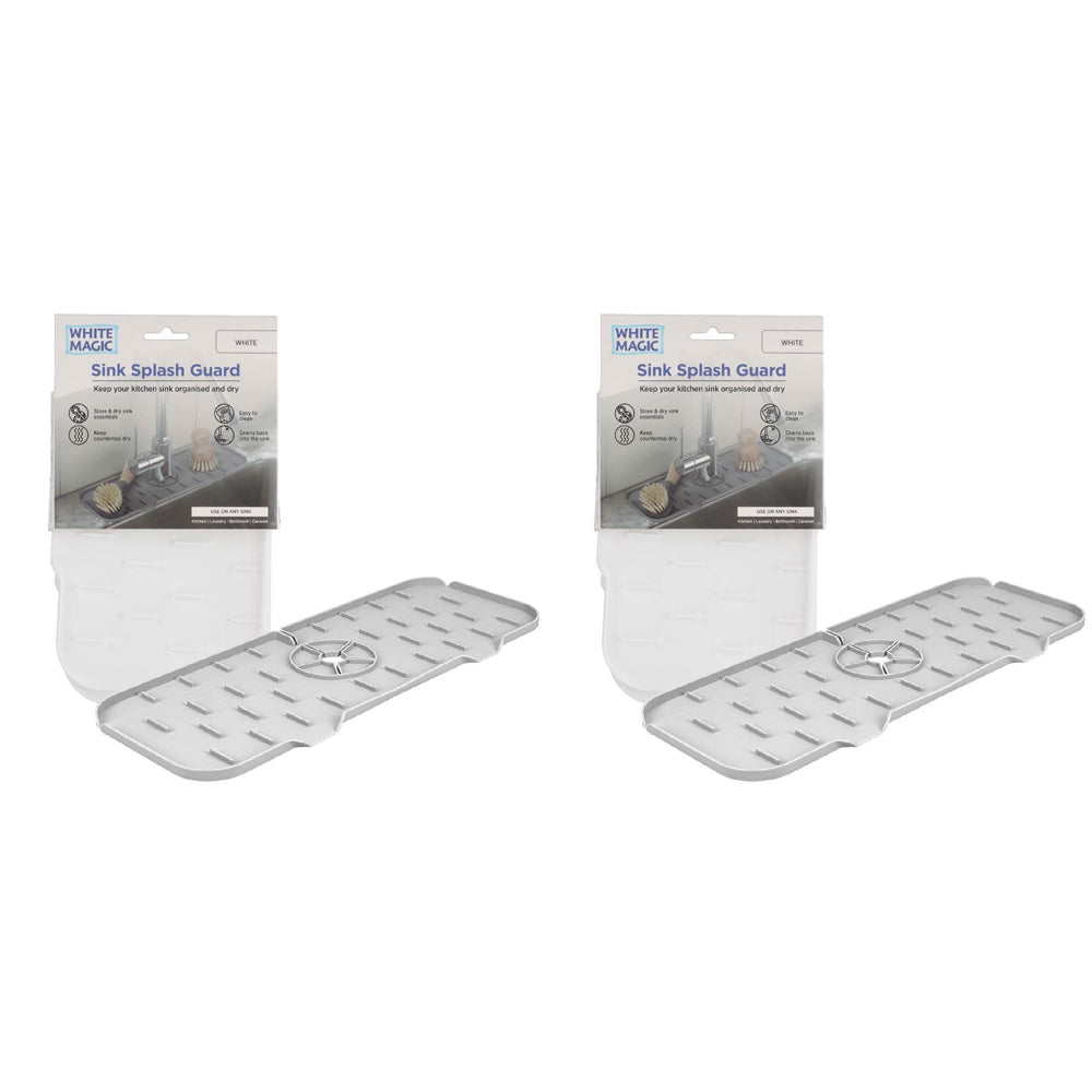 2PK White Magic Home/Kitchen Sink Splash Guard Faucet Mat - White