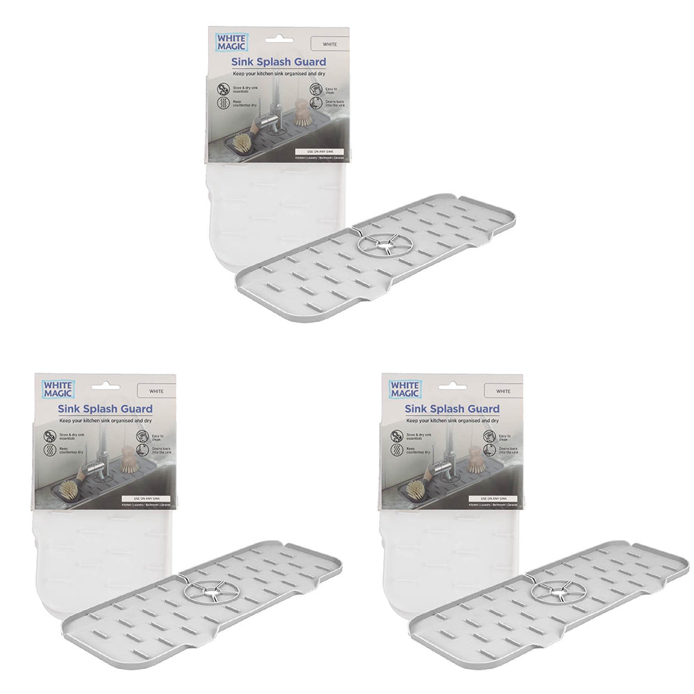 3PK White Magic Home/Kitchen Sink Splash Guard Faucet Mat - White