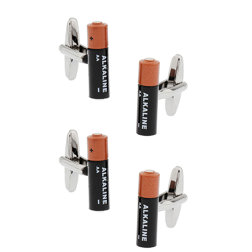 4pc SD Man AA Battery Cufflinks - Silver/Multi