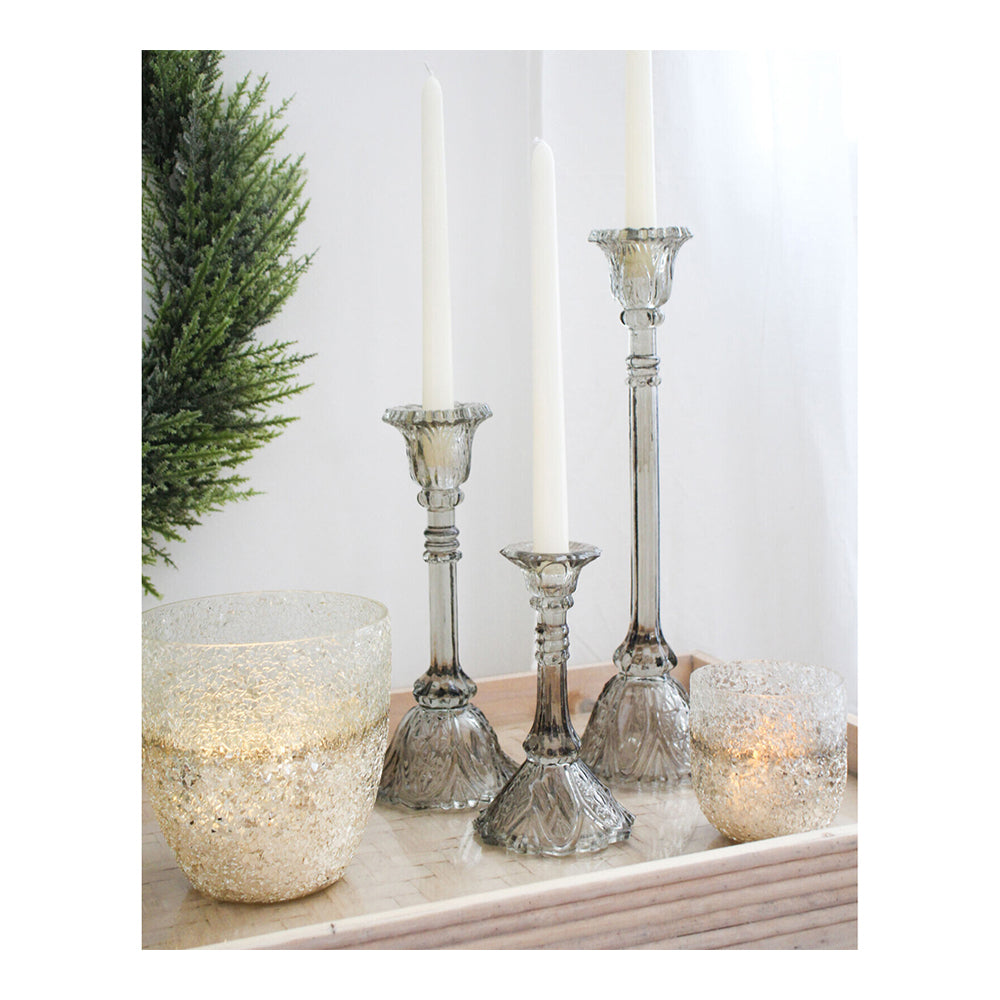LVD Glass 36cm Extra Large Belle Taper Stick Candle Holder - Sage