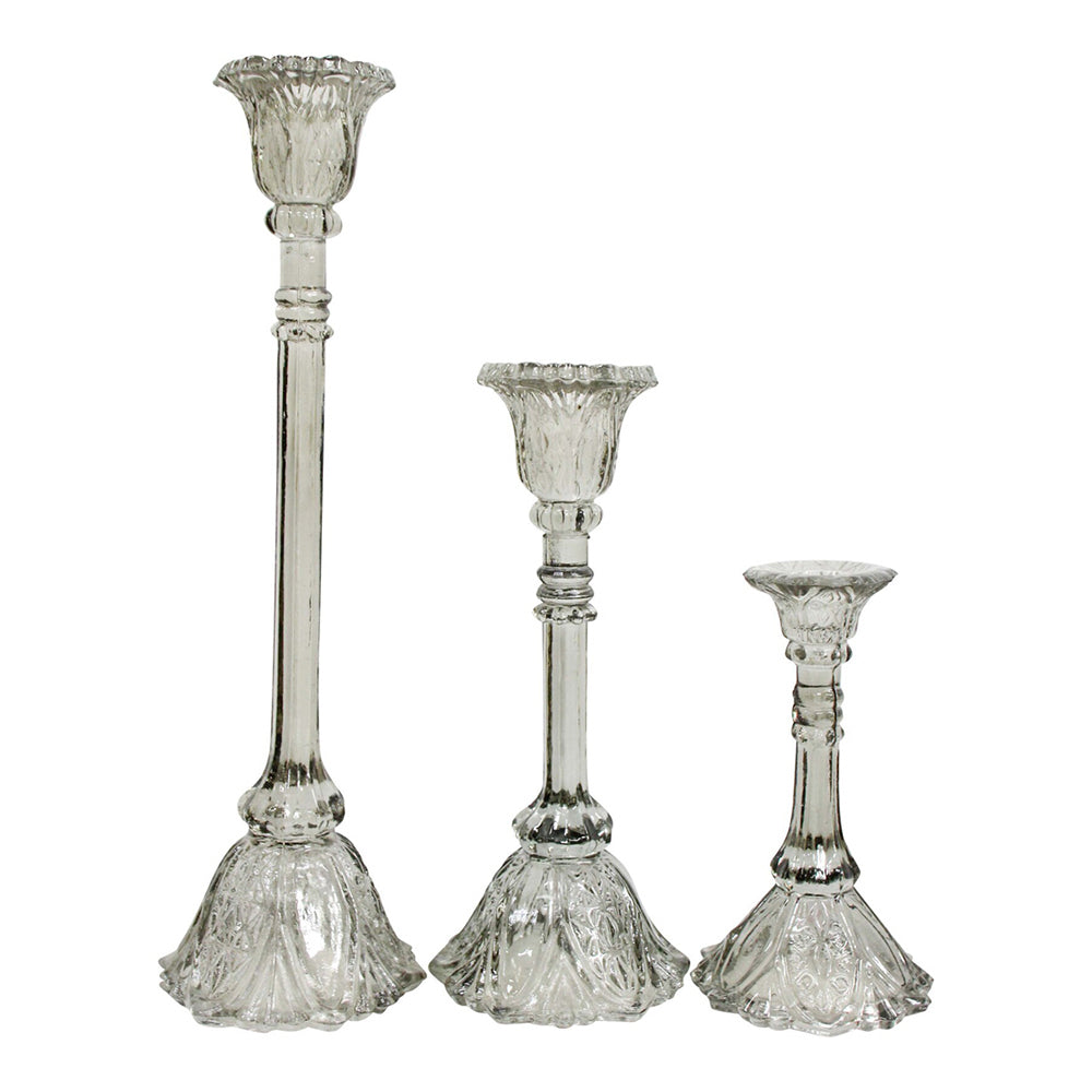 LVD Glass 36cm Extra Large Belle Taper Stick Candle Holder - Sage