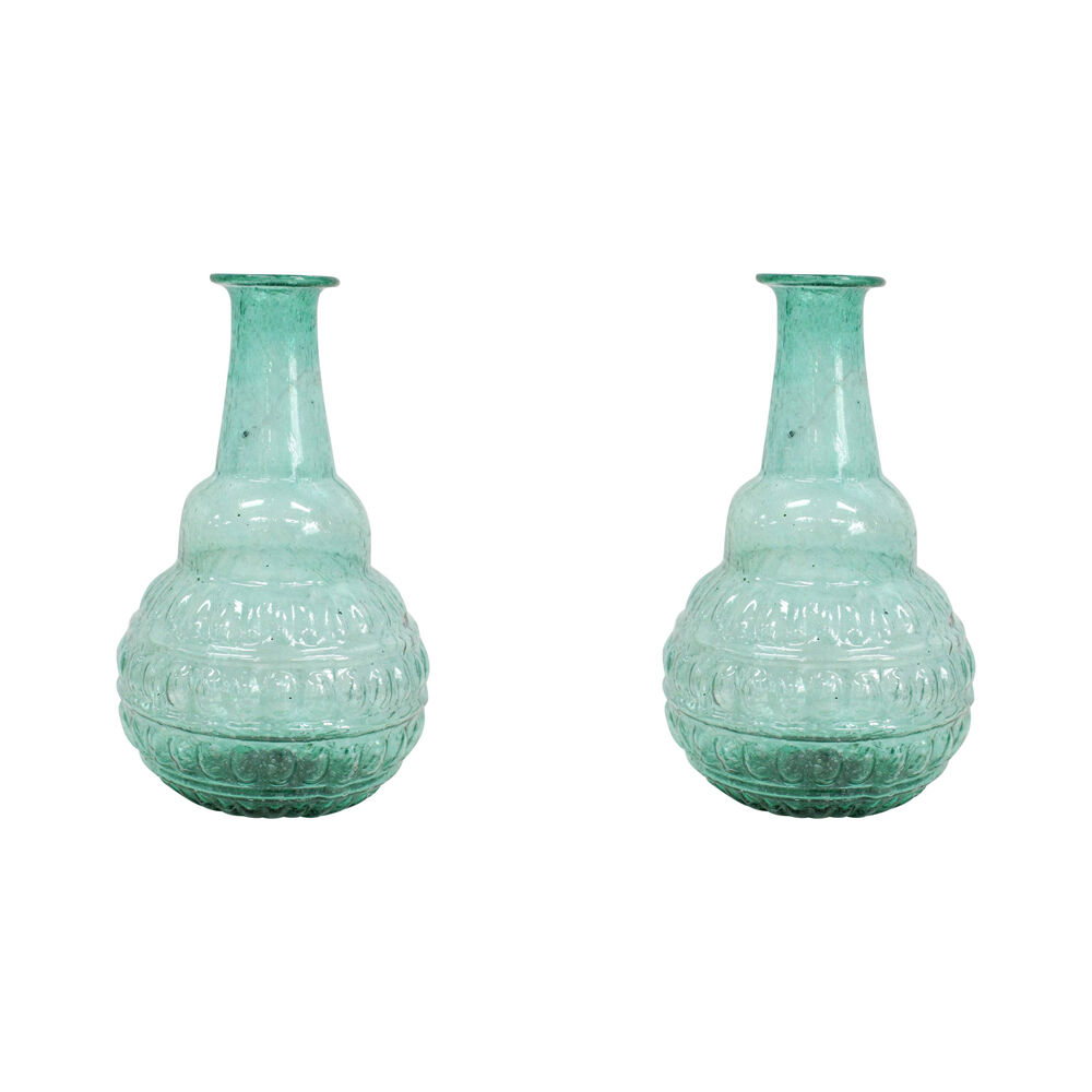 2PK LVD Bud Vase Bubble Glass Home/Lounge Decor Large Green Velvet