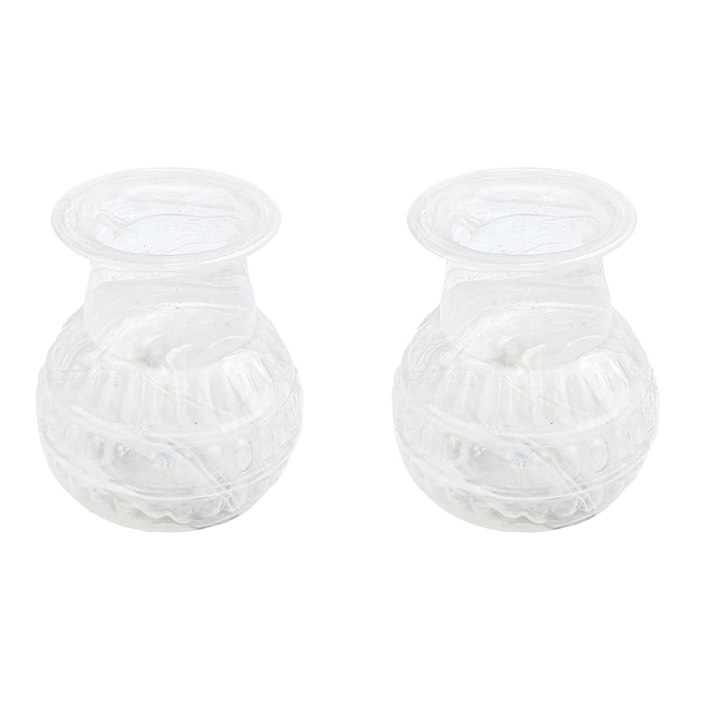 2PK LVD Bud Vase Bubble Glass Home/Lounge Decor Small White Pearl
