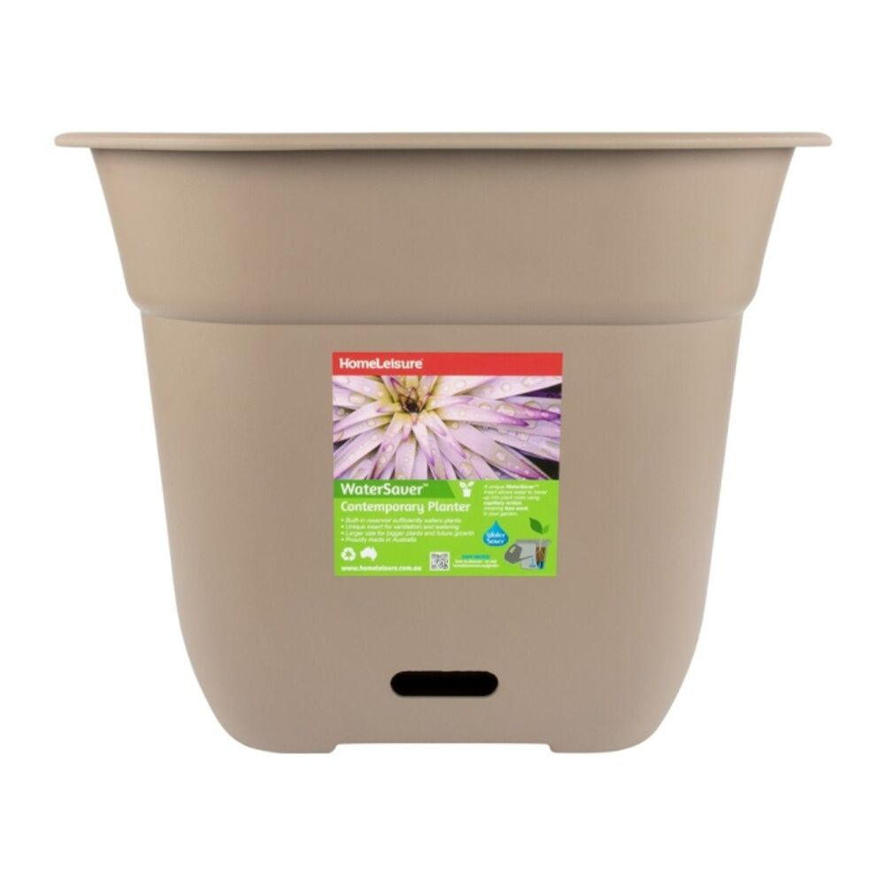 5PK Homeleisure WaterSaver Square Pot Planter 40cm Taupe Home Garden