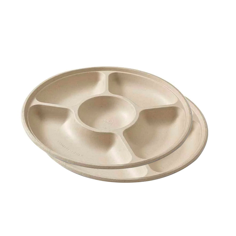 2pc Eco SouLife Compostable Harvest Compartment Serving Tray 35cm
