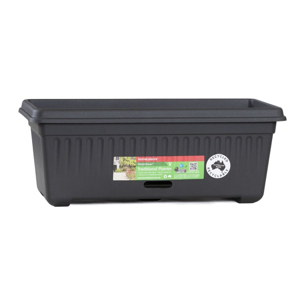 2PK Homeleisure WaterSaver Traditional Rectangle Pot Planter 48cm Charcoal