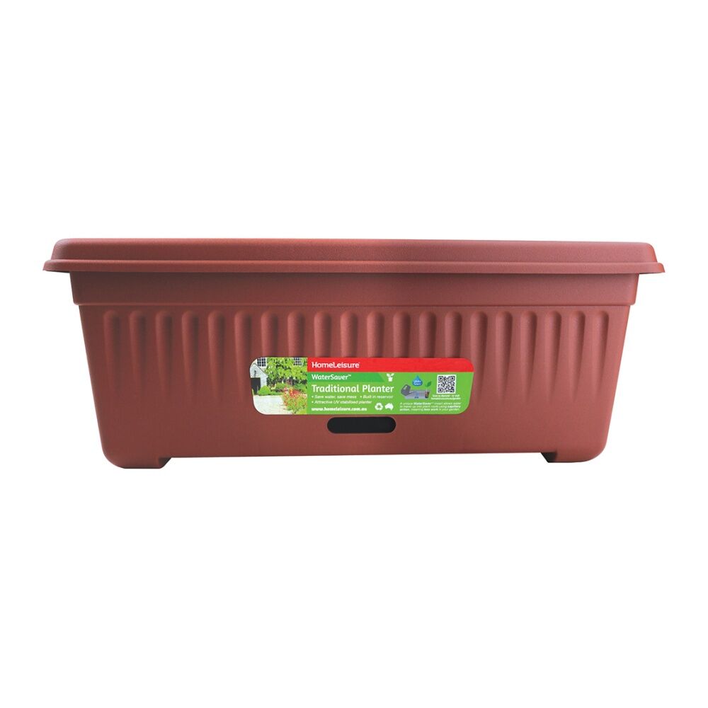 6PK Homeleisure WaterSaver Traditional Rectangle Pot Planter 48cm Manor Red