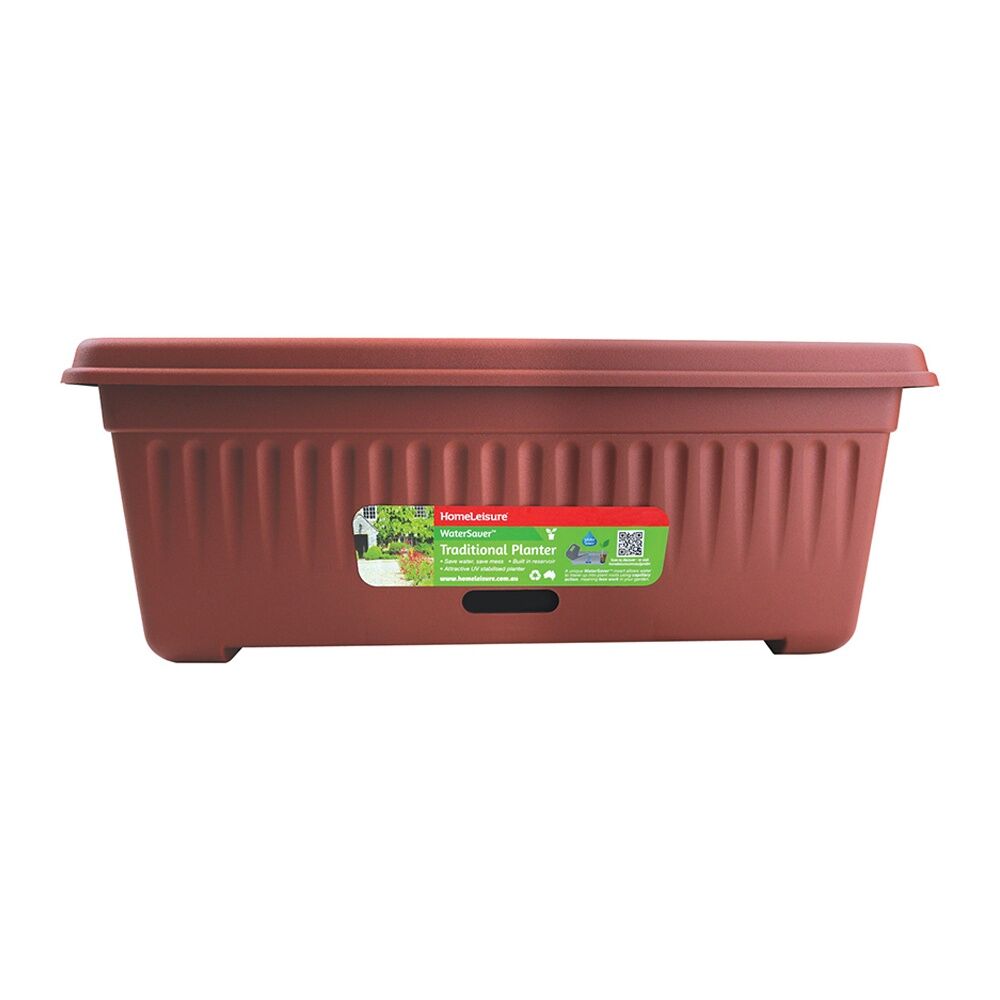 3PK Homeleisure WaterSaver Traditional Rectangle Pot Planter 68cm Manor Red