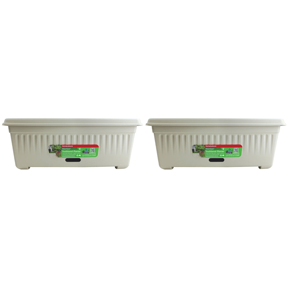 2PK Homeleisure WaterSaver Traditional Rectangle Pot Planter 68cm Stone