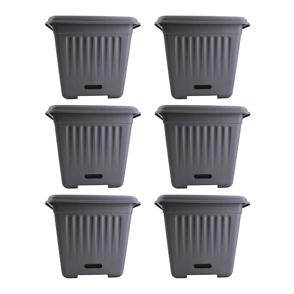 6PK Homeleisure WaterSaver Traditional Square Pot Planter 28cm Charcoal