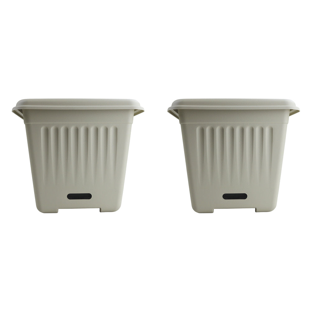2PK Homeleisure WaterSaver Traditional Square Pot Planter 28cm Stone