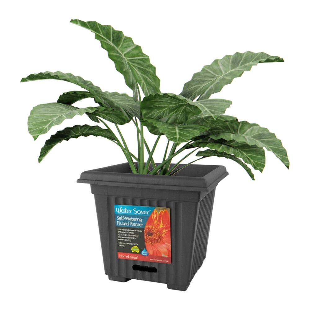 Homeleisure WaterSaver Traditional Square Pot Planter 39cm Charcoal