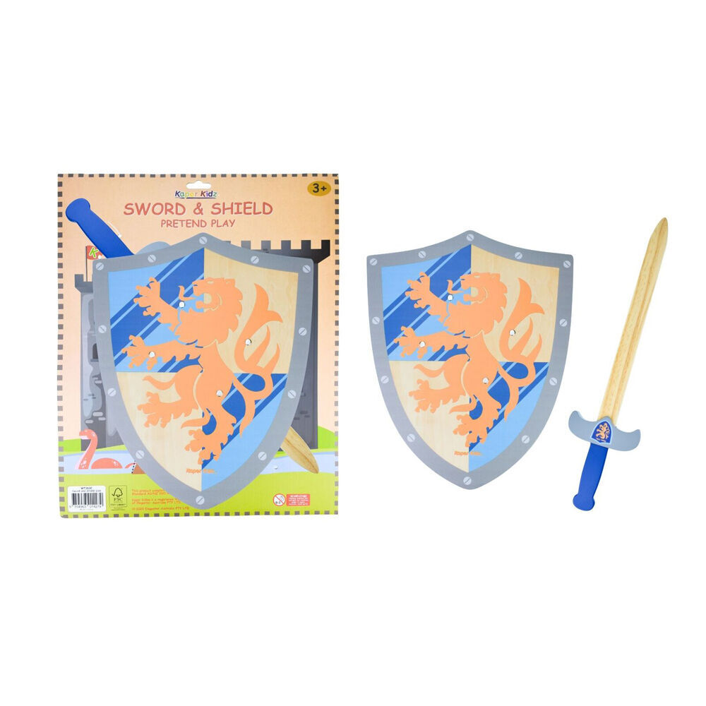 2PK Kaper Kidz Wooden Sword & Shield Lion Theme Role Playing Toy 3y+