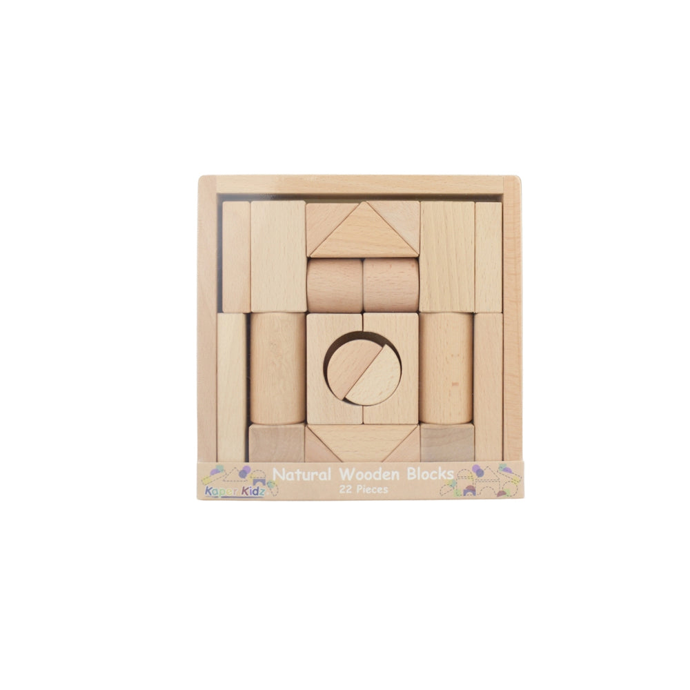 44pc Kaper Kidz Natural Wooden Blocks Kids/Childrens Toy 12m+