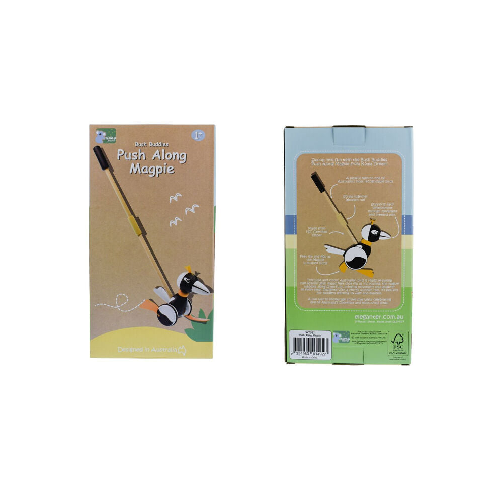 2PK Koala Dream Wooden Push Along Magpie Baby/Toddler Walker Toy 12m+