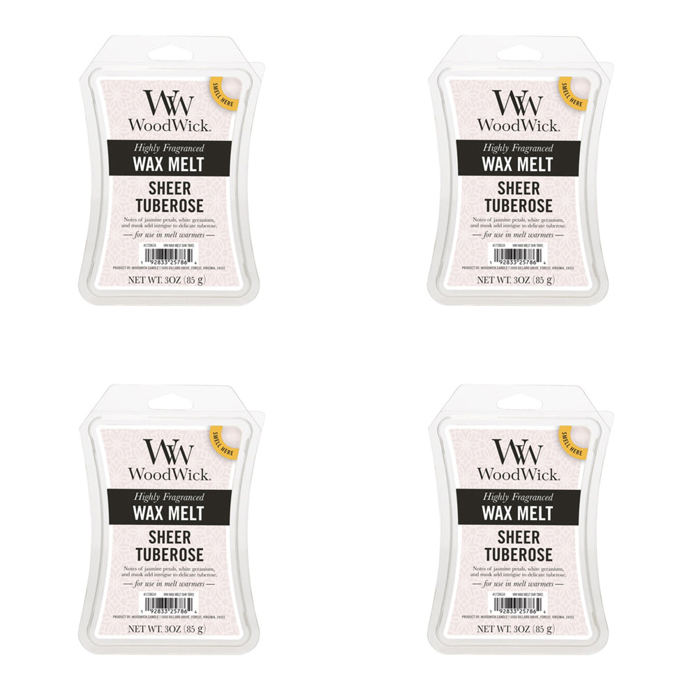 4PK WoodWick Sheer Tuberose Scented Wax Melt Cube 9.7oz
